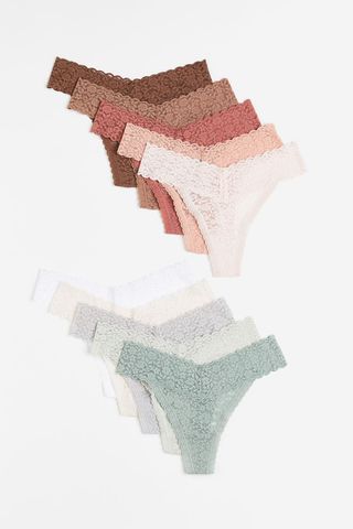 H&M + 10-Pack Lace Thong Briefs