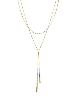 Bloomingdale's + 14K Yellow Gold Double Chain Tassel Lariat Necklace