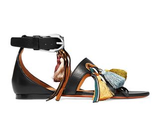 Chloé + Tasseled Textured Leather-Suede Sandals