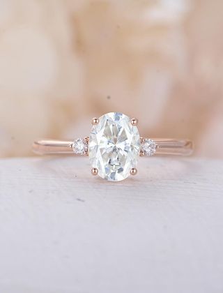 NY Fine Jewelry + Moissanite Rose Gold Engagement Ring