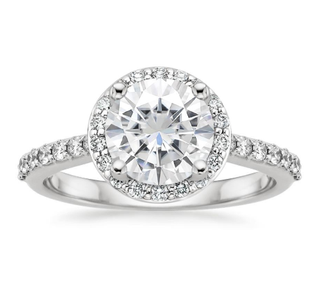 Brilliant Earth + Moissanite Halo Diamond Ring