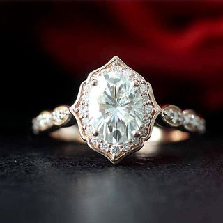 Vintage Tear Store + Moissanite Engagement Ring