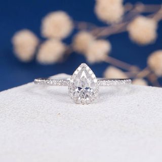 Love Rings Design + Pear Shape Moissanite Engagement Ring