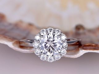 Penni Jewel + Floral Design 7mm Moissanite Engagement Ring
