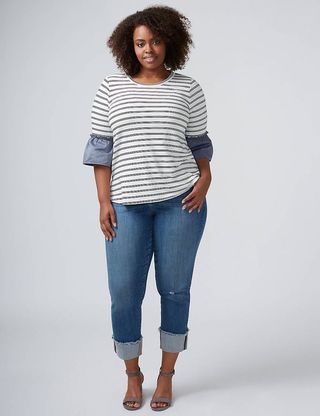 Lane Bryant + Straight Leg Crop Jean With Wide Cuff