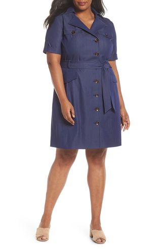 Tahari + Denim Shirtdress