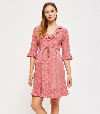 Topshop Maternity + Pink Spotted Skater Dress