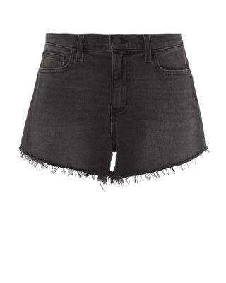 L’Agence + Ryland Faded Black Denim Shorts