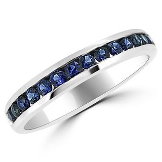 Jewelry Point + Blue Sapphire Channel-Set Wedding Ring Bridal Enhancer Band