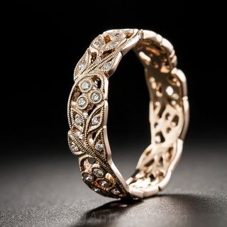 Lang Antiques + 18K Rose Gold and Diamond Band