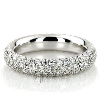 25karats.com + Micro Pave Set Three Row Diamond Eternity Wedding Band