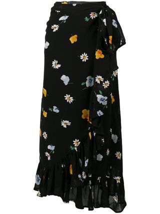 Ganni + Floral Wrap Skirt