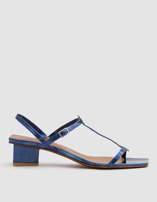 By Far Shoes + Krista Patent Leather Sandal in Blue