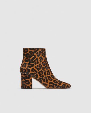 Zara + Animal Print Ankle Boots