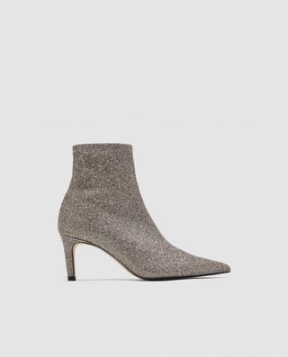 Zara + Shimmery High Heel Ankle Boots