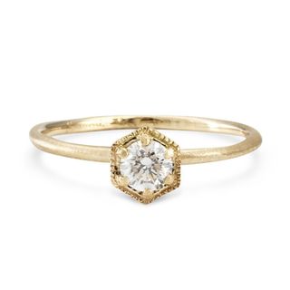 Satomi Kawakita + Hexagon Ring, White Diamond, Gold