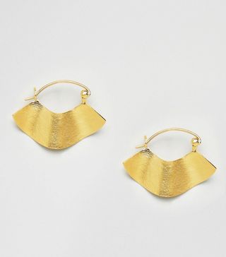 ASOS Designer + Gold Plated Sterling Silver Fluid Satin Finish Hoop Earrings
