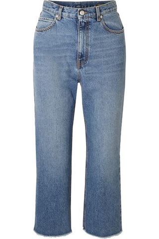 Alexander McQueen + Cropped Frayed Jeans