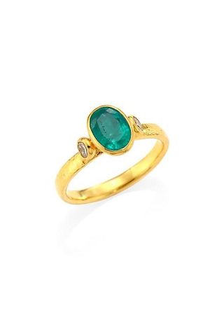 Gurhan + Delicate Hue Yellow Gold, Emerald & Diamond Ring