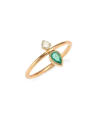 Zoe Chicco + Gemfields Emerald, Diamond & 14K Yellow Gold Ring