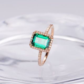 Lomantic + Antique Emerald Engagement Ring