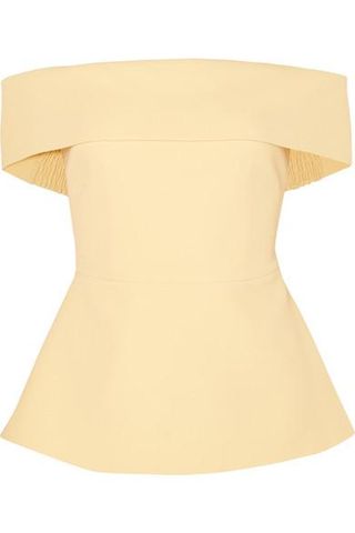 Safiyaa + Off-the-Shoulder Stretch-Crepe Peplum Top