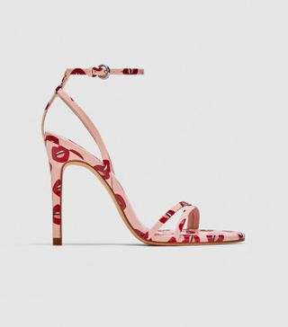 Zara + Printed High Heel Sandals