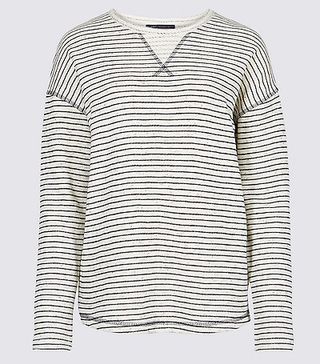 M&S Collection + Cotton Rich Striped Lightweight Sweatshirt