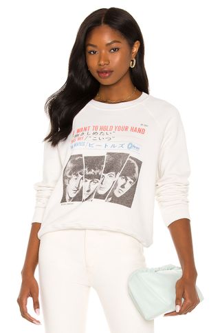 Re/Done + Hold Your Hand Classic Raglan Crewneck in Off White