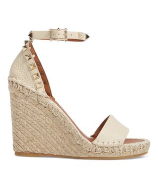 Valentino + Rockstud Espadrille Wedge