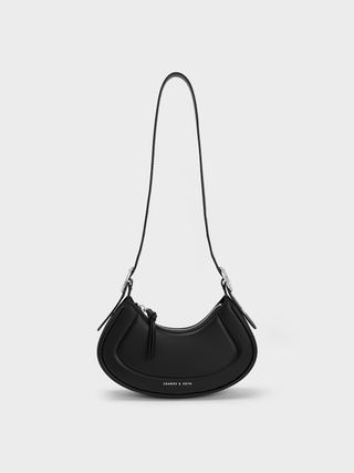 Charles 
Keith + Black Petra Curved Shoulder Bag