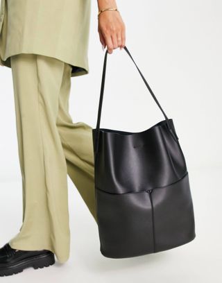 ASOS + Tote With Double Pockets in Black