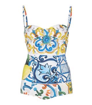 Dolce & Gabbana + Fruits & Floral Sweetheart One-Piece Swimsuit