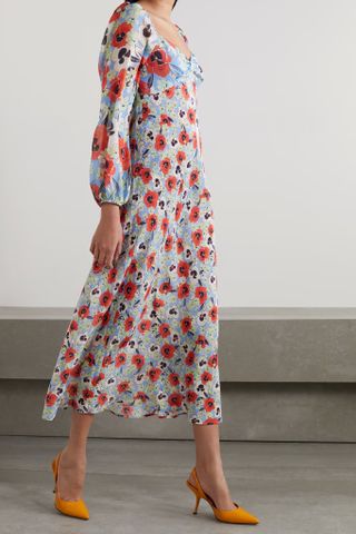 Rixo + Gio Floral-Print Silk-Chiffon Midi Dress