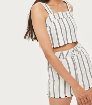 Topshop + Striped Cropped Top and Mom Shorts