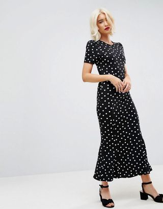 ASOS + City Maxi Tea Dress in Polka Dot Print