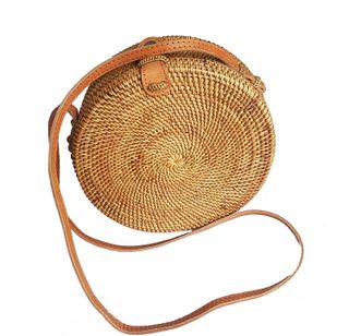 East-J + Handwoven Round Straw Bag
