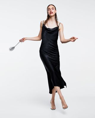 Zara + Draped-Lingerie Style Satin Dress