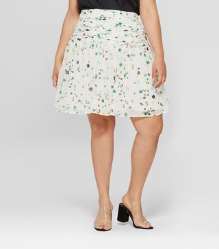 Who What Wear + Floral Print Shirred Waist Skirt