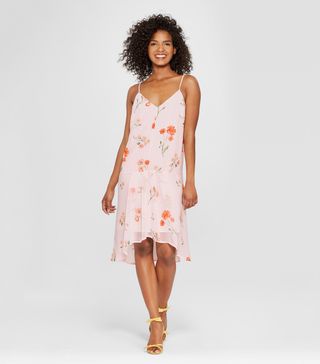 Who What Wear + Floral Print Flutter Slip Dress