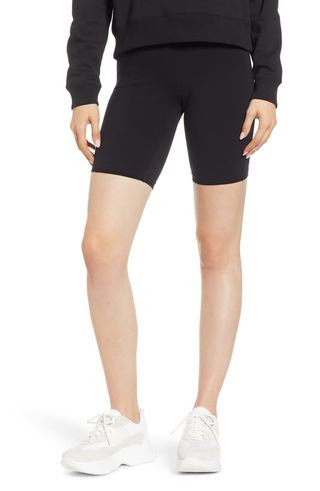 Hue + High Waist Cotton Blend Bike Shorts