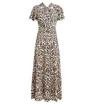 Temperley London + Wild Cat Twist-Neck Leopard-Print Dress