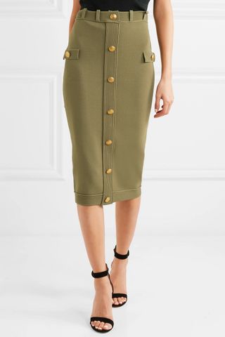 Pierre Balmain + Embellished Jersey Skirt