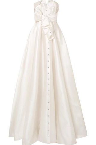 Alexis Mabille + Bow-Detailed Embellished Satin-Twill Gown
