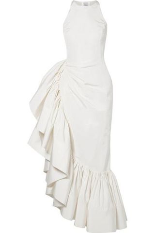 Rosie Assoulin + Whoopsy Daisy Asymmetric Ruffled Silk-Charmeuse Gown