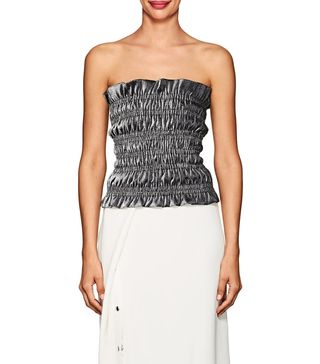 Area + Dev Ruched Cotton-Blend Lamé Tube Top