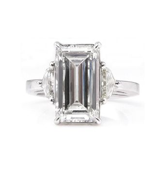 Treasurly by Dima + 4.43 Emerald Cut Diamond Stone Engagement Wedding Platinum Ring