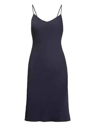 Banana Republic + Petite Life in Motion Washable Stretch Silk Slip Dress Navy