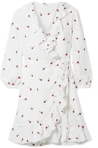 Rixo London + Abigal Ruffled Embroidered Gauze Wrap Mini Dress