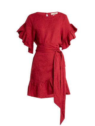 Isabel Marant + Delicia Ruffle-Trimmed Linen Wrap Dress
